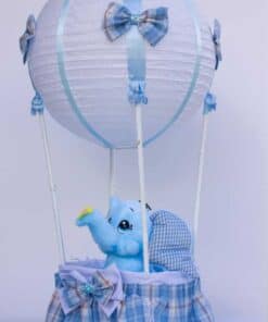Χειροποίητο φωτιστικό επιδαπέδιο αερόστατο γαλάζιο Δώρα μαιευτηρίου Ανθοπωλείο Δραγατάκη
