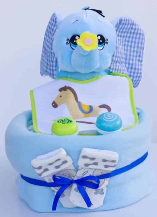 Μωρότουρτα (Diapercake) γαλάζια Δώρα μαιευτηρίου Ανθοπωλείο Δραγατάκη