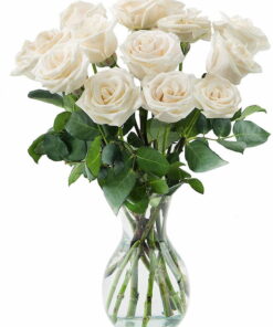 Τριαντάφυλλα λευκά 70cm Λουλούδια βάζου Ανθοπωλείο Δραγατάκη