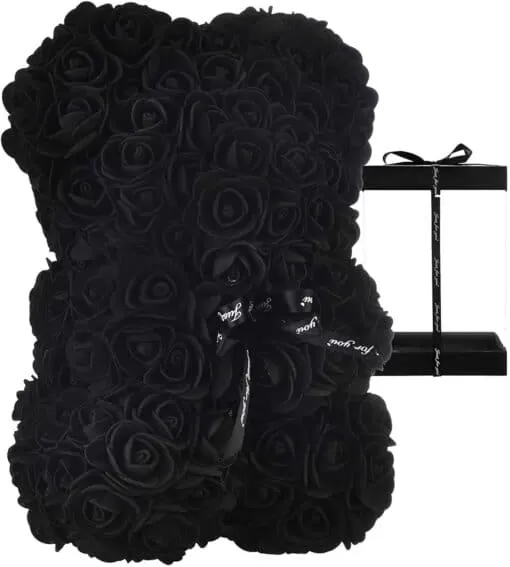 Rose Bear μαύρο 25cm Rose Bear Ανθοπωλείο Δραγατάκη