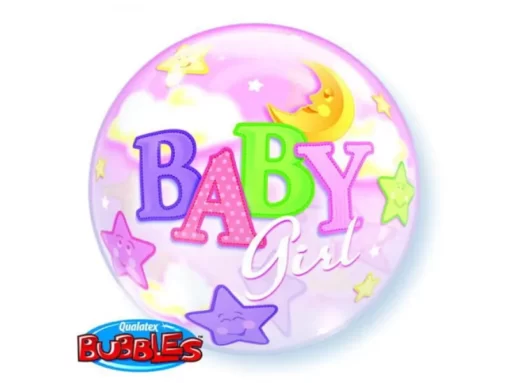 Μπαλόνι Bubble με ήλιο Baby Girl 22″-56cm
