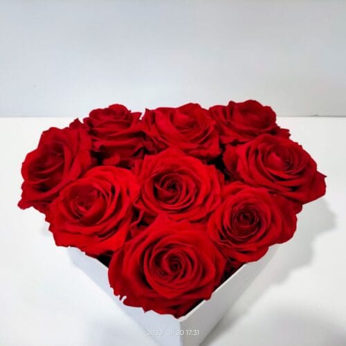 Forever Roses σε λευκή καρδιά