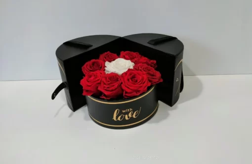 Forever Roses σε στρογγυλό κουτί με 9 κόκκινα τριαντάφυλλα Forever Roses - Eternal Roses Ανθοπωλείο Δραγατάκη