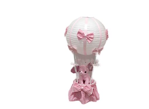 Χειροποίητο φωτιστικό αερόστατο ροζ Δώρα μαιευτηρίου Ανθοπωλείο Δραγατάκη