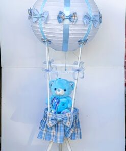 Χειροποίητο φωτιστικό επιδαπέδιο αερόστατο γαλάζιο Δώρα μαιευτηρίου Ανθοπωλείο Δραγατάκη 2