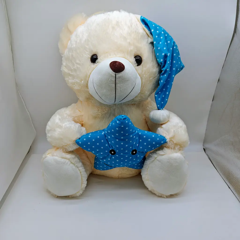 Αρκούδος γαλάζιος 60cm με αστέρι dora-gia-neogennito-agori-arkoudos-blue-bear
