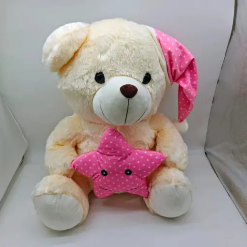 Αρκούδος ροζ 60cm με αστέρι