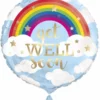 Μπαλόνι Happy Birthday Surprise 55cm Bubble – Διάφανο Μπαλόνι με Ήλιο 3 Μπαλόνι foil 46cm Get Well Soon με ουράνιο τόξο και σύννεφα - Dragatakis Flowers.